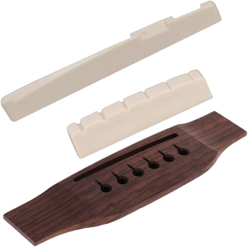 Luwecf 3pcs Acoustic Guitar Nut Saddle Bridge Set for Left Handed Folk Guitar - Image 1